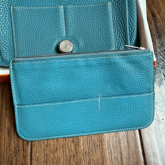 Authentic Hermes Dogon Wallet Togo Blue Jean leather - Picture 8 of 16